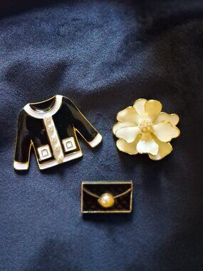 Little Black Suit Elegant Refrigerator Magnets Set of 3 - Upcycled From Brooches